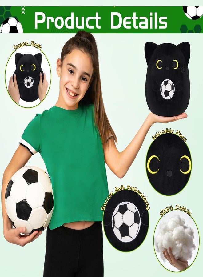 LSYDCARM Black Cat Plush Toy with Soccer Ball - 8" World Cup 2026 Stuffed Animal Soft Soccer Ball Stuffed Cat Plushie Pillow Cute Kitten Plush Black Kitten Sport Soccer Gifts for Boys Girls Kids - Image 3