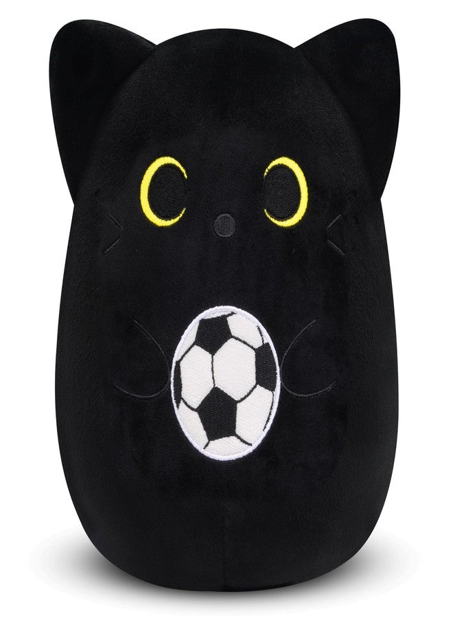 LSYDCARM Black Cat Plush Toy with Soccer Ball - 8" World Cup 2026 Stuffed Animal Soft Soccer Ball Stuffed Cat Plushie Pillow Cute Kitten Plush Black Kitten Sport Soccer Gifts for Boys Girls Kids - Image 1