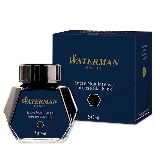 Waterman Fountain Pen Ink, Intense Black, 50ml Bottle, For Refillable Fountain Pens - Image 1