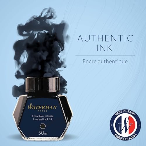 Waterman Fountain Pen Ink, Intense Black, 50ml Bottle, For Refillable Fountain Pens - Image 2