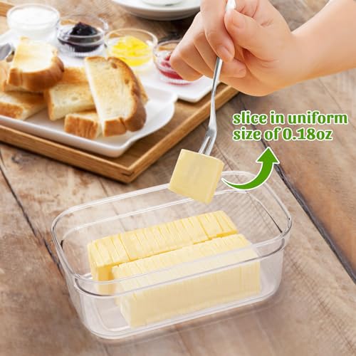 ShineMe Butter Slicer Cutter, Airtight Plastic Butter Dish with Lid, Butter Stick Container with 2pack Forks (280g) - Image 4