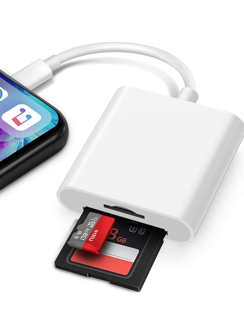 نيوفانتي قارئ بطاقة SD لجهاز iPhone iPad، محول قارئ بطاقة الذاكرة 2 في 1، عارض بطاقة الكاميرا مع فتحات بطاقة SD و TF، التوصيل والتشغيل  - Image 1