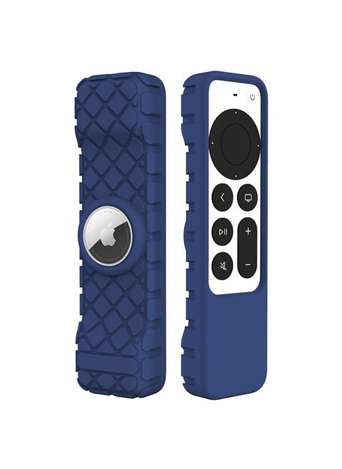Remote Case for Apple Siri Remote 2021/2022 (2nd/3rd Gen), Anti Slip Durable Silicon Shockproof Rubber Cover for Apple 4K HD TV Siri Remote (2nd/3rd Generation) AirTag Applicable (Navy Blue)