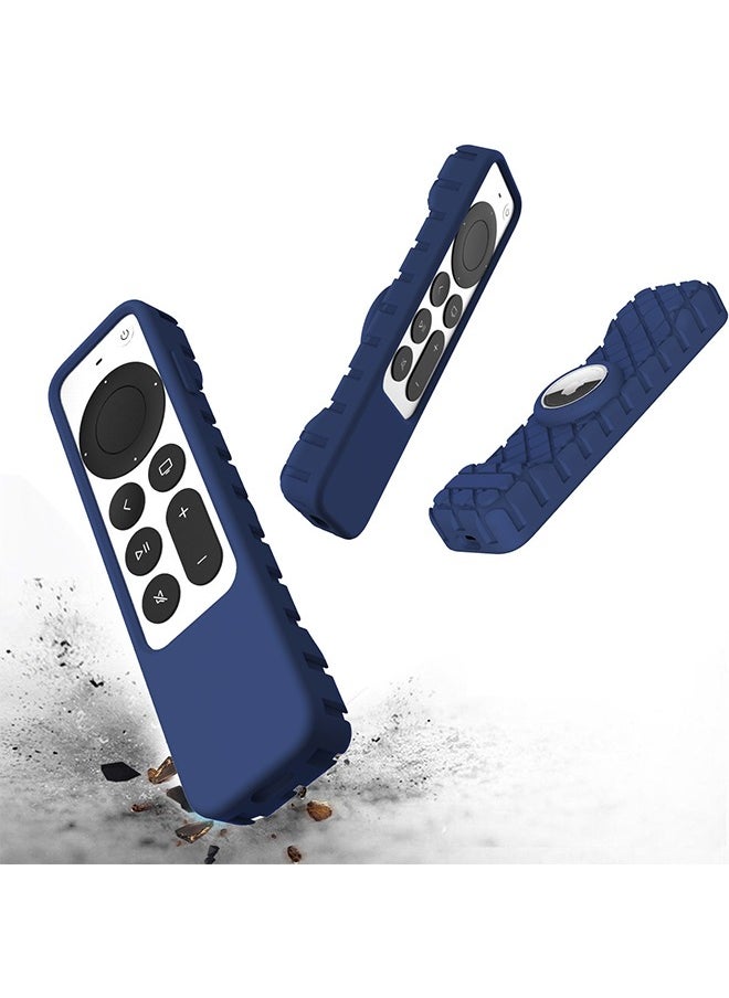 Remote Case for Apple Siri Remote 2021/2022 (2nd/3rd Gen), Anti Slip Durable Silicon Shockproof Rubber Cover for Apple 4K HD TV Siri Remote (2nd/3rd Generation) AirTag Applicable (Navy Blue)