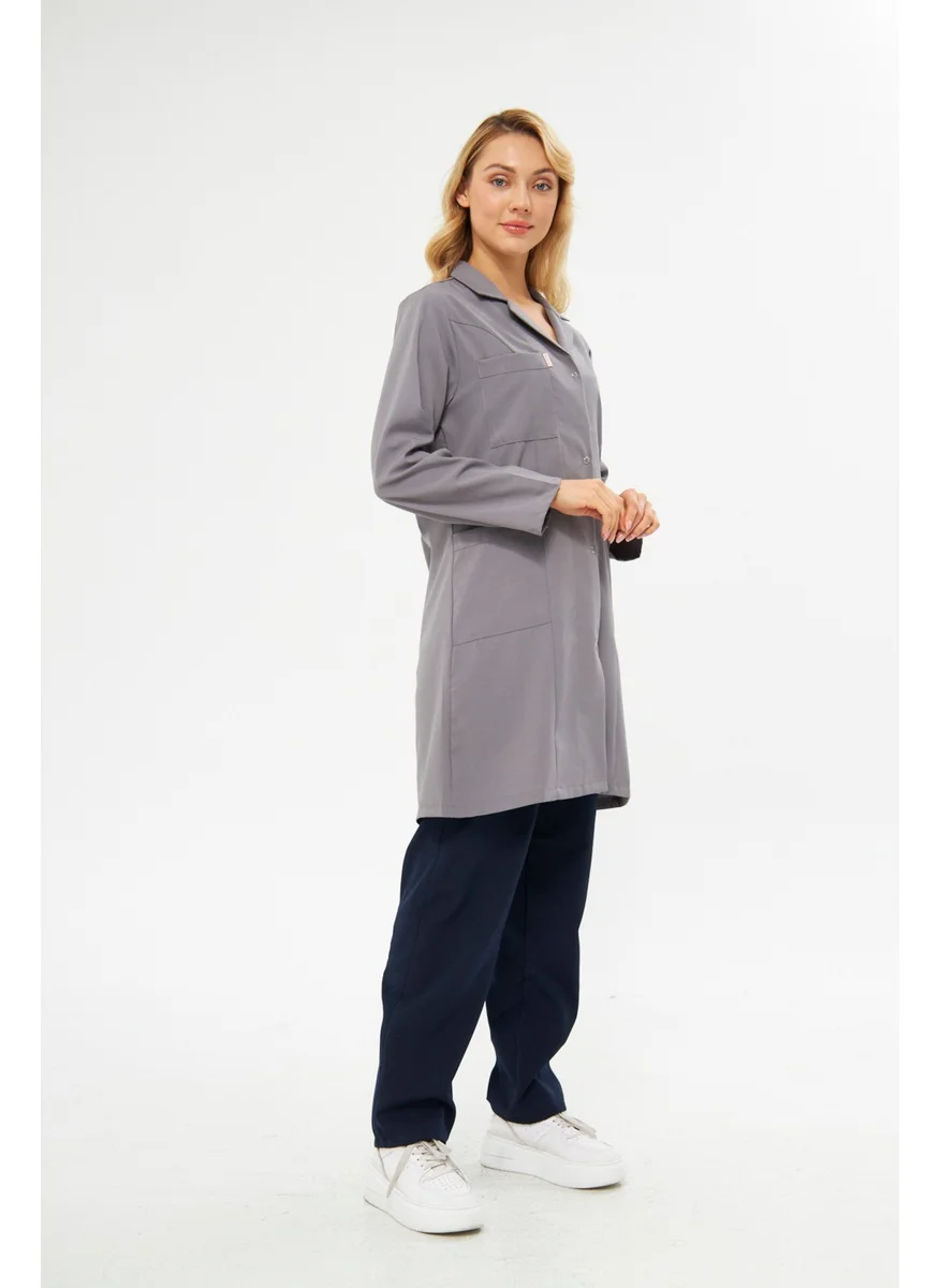 Mervem School Apron Alpaca Women Gray