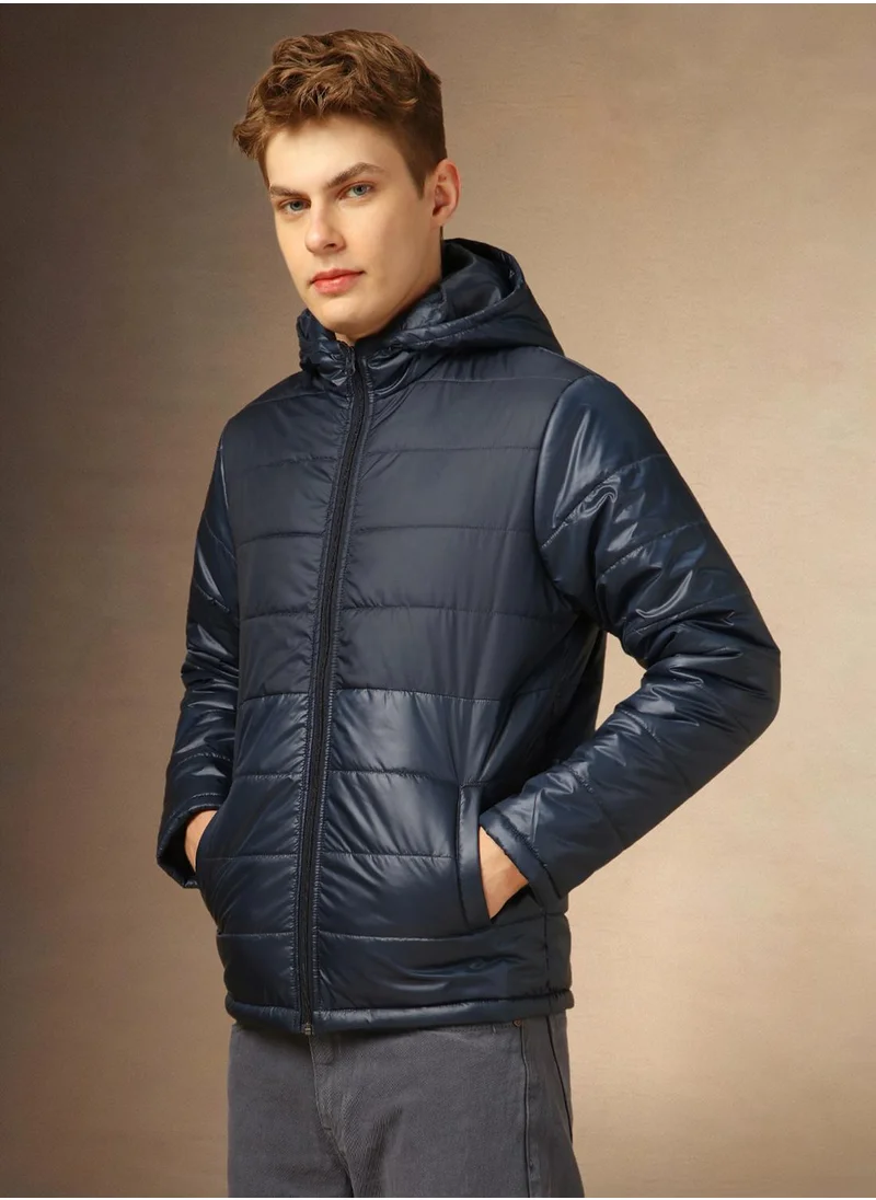 Dennis Lingo Men's Navy 100% Polyester Solid Regular Fit Jacket
