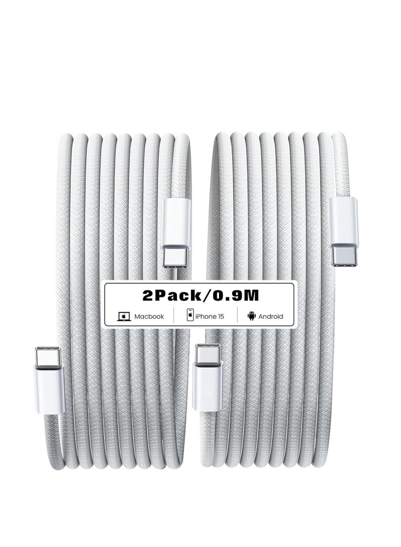 2Pcs 3Feet USB C to USB C Cable for Apple iPhone 17/16/iPhone 15  Charger Cable 60W, Type C Fast Charge Cord, Fast Charger Wire Compatible with iPhone 16 Pro/16 Plus/16 Pro Max, iPad Pro 12.9 Air Mini MacBook Air