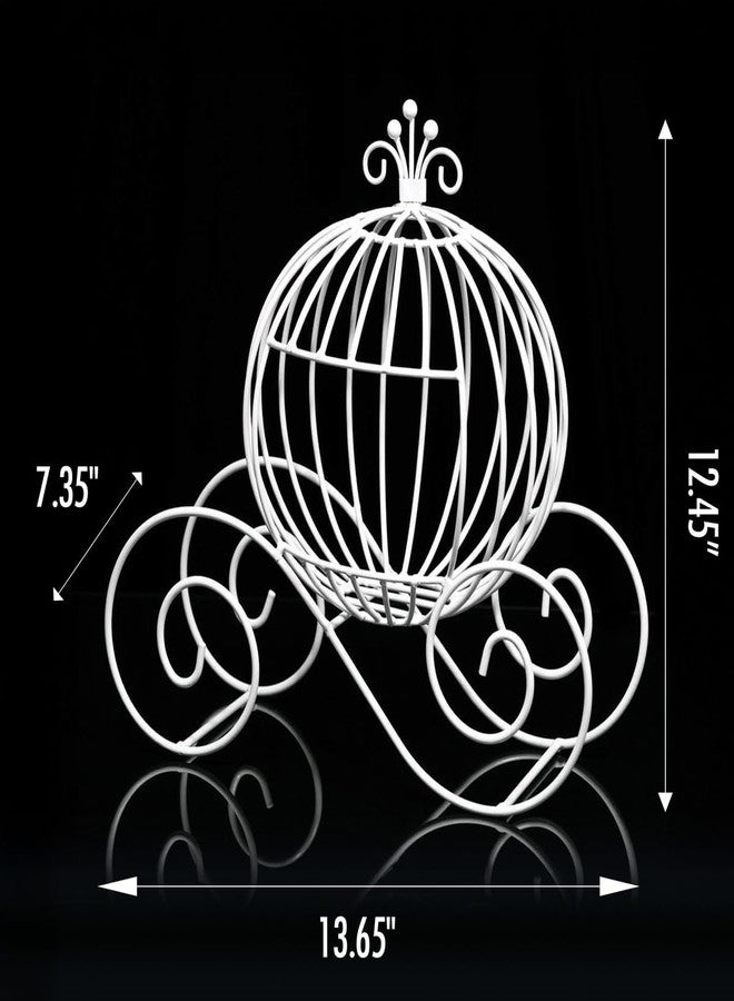 Anderson's Andersons White Wire Cinderella Coach Centerpiece, Elegant Fairy Tale Wedding, Bridal Shower, Prom, Quinceañera, Anniversary, Sweet 16, Baby Shower, Engagement Party, Gala, Festival Décor, 13.65" - Image 2