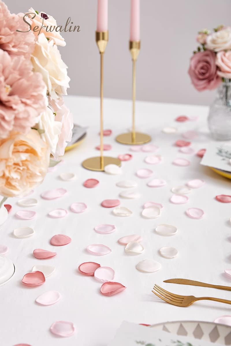 Serwalin 300Pcs Silk Rose Petals Flower Petals for Weddings Blush Pink Petals Fake Petals for Proposal Aisle Flower Girl Basket Bridal Shower Table Decor (3 Color Mixes) - Image 5