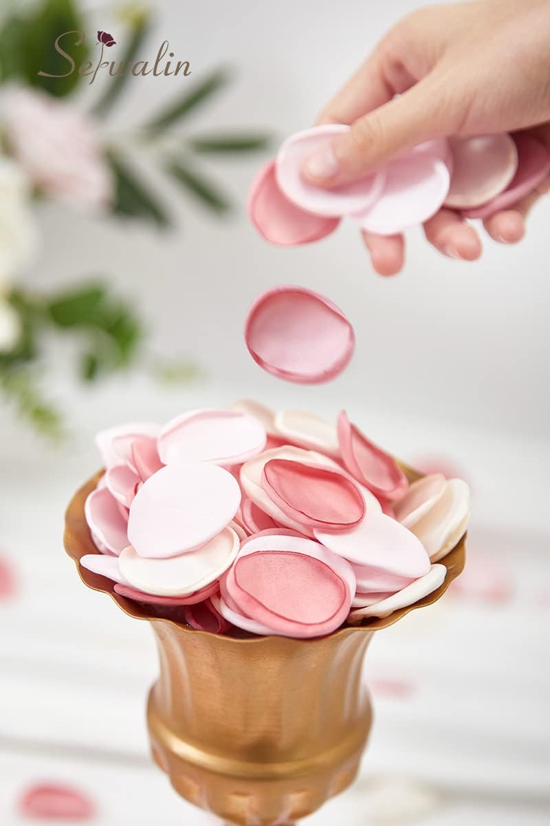 Serwalin 300Pcs Silk Rose Petals Flower Petals for Weddings Blush Pink Petals Fake Petals for Proposal Aisle Flower Girl Basket Bridal Shower Table Decor (3 Color Mixes) - Image 3