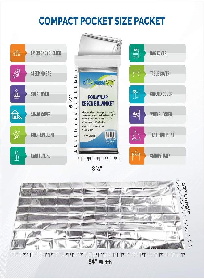 PRIMACARE Primacare HB-10 Emergency Foil Mylar Thermal Blanket (Pack of 10), 52" Length x 84" Width, Silver  - Image 5