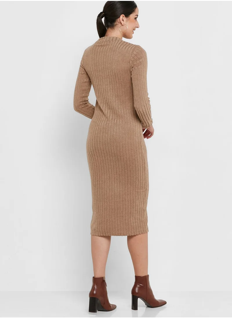 VERO MODA Ribbed Slit Dress