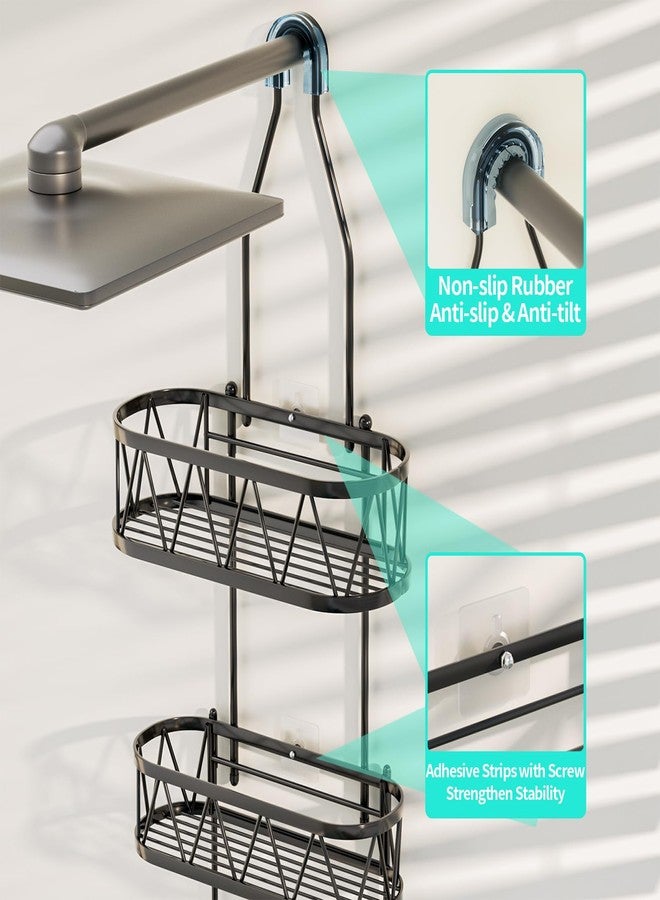 HapiRm Hanging Shower Caddy, Rustproof & Waterproof Shower Organizer with Soap Holder & 4 Hooks, No Drilling Hanging Bathroom Shelf for Bathroom - Black - Image 2