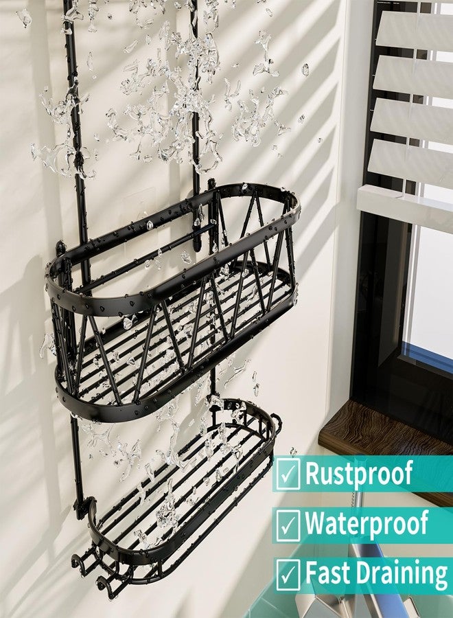 HapiRm Hanging Shower Caddy, Rustproof & Waterproof Shower Organizer with Soap Holder & 4 Hooks, No Drilling Hanging Bathroom Shelf for Bathroom - Black - Image 5
