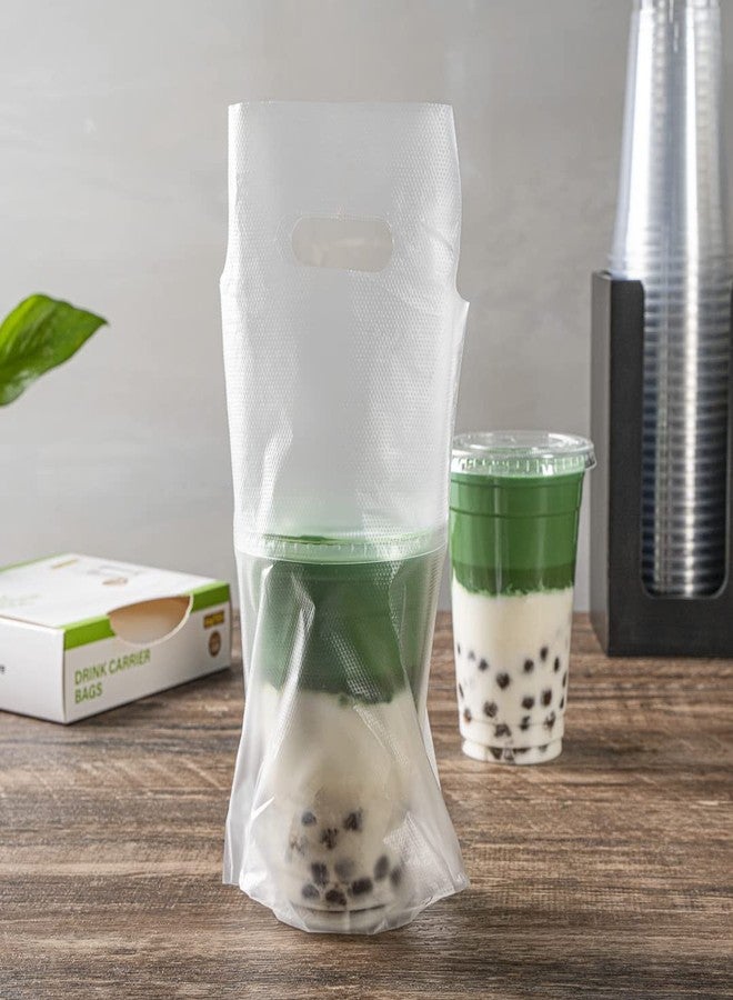 Restaurantware حقائب مطاعم تك البلاستيكية لحمل المشروبات 100 كيس بلاستيكي لكوب واحد - قابلة للتخلص مع مقابض حقائب توصيل المشروبات البلاستيكية الشفافة لتوصيل القهوة والشاي والعصير - Image 4