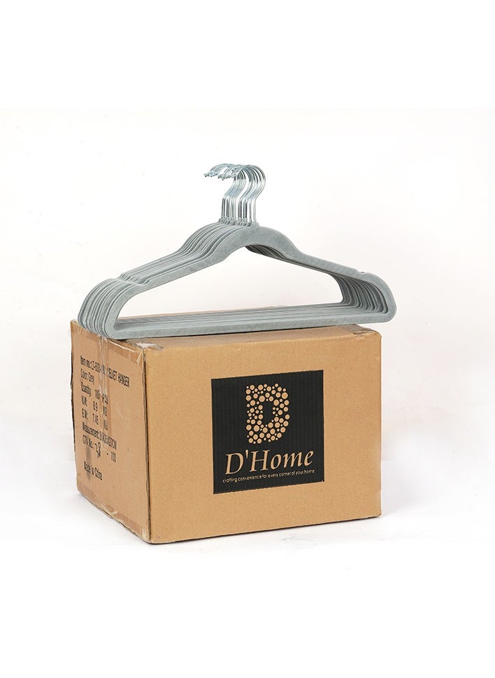 D'HOME D'Home Non-Slip Velvet Hangers – Ultra-Thin Suit Hangers with 360° Swivel Hook – Strong & Space-Saving Clothes Hangers for Kandora, Abaya, Kaftan – Hold Up to 10 lbs – Grey (Pack of 100)  - Image 1