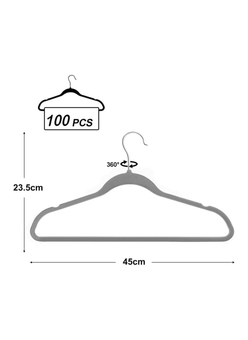D'HOME D'Home Non-Slip Velvet Hangers – Ultra-Thin Suit Hangers with 360° Swivel Hook – Strong & Space-Saving Clothes Hangers for Kandora, Abaya, Kaftan – Hold Up to 10 lbs – Grey (Pack of 100)  - Image 3