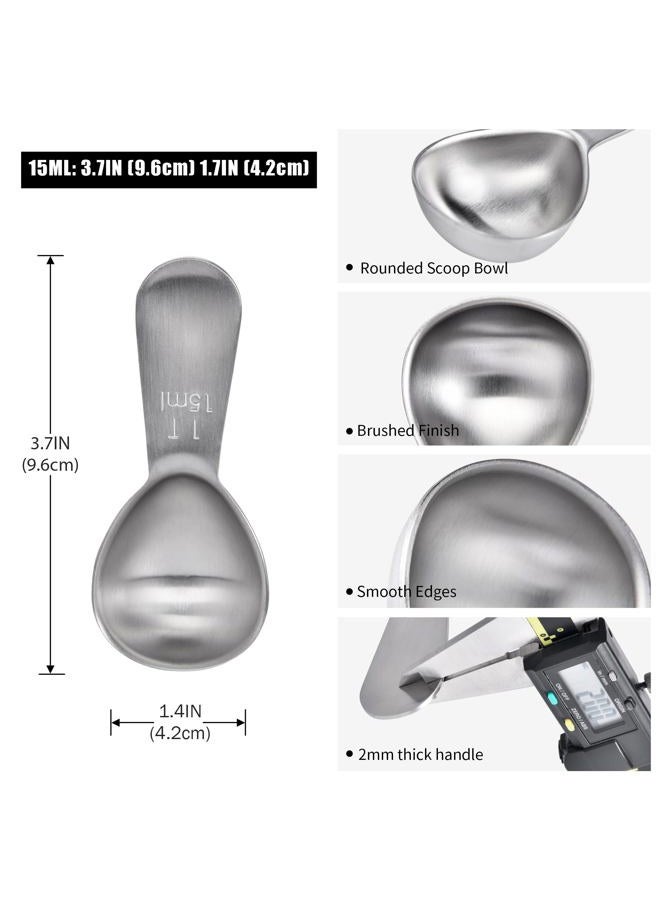 Doosu 1 Tablespoon Coffee Scoop - 18/8 Stainless Steel Heavy Duty Measuring Spoon with Short Handle, Food Grade Metal Tbsp Scoop for Ground Coffee Beans Tea Sugar Powder (15ml) - Image 2