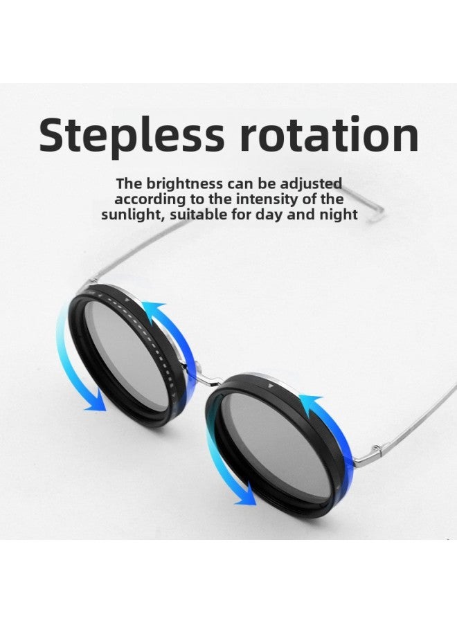 ND9 Adjustable Dimming Glasses UV-resistant Personalized Polarized Sunglasses ND2-400 Fishing Retro Sunglasses Adjustable-Color:Gold Black Leg Model 49mm