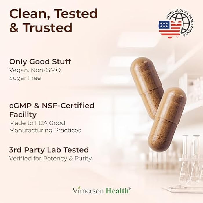 Vimerson Health Lions Mane Supplement Capsules – Mushroom Powder Blend with Lions Mane Powder, Turkey Tail, Shiitake Mushrooms & More – Focus & Energy Supplements for Mood & Immune Support. Non-GMO. 60 Vegan Capsules - Image 4