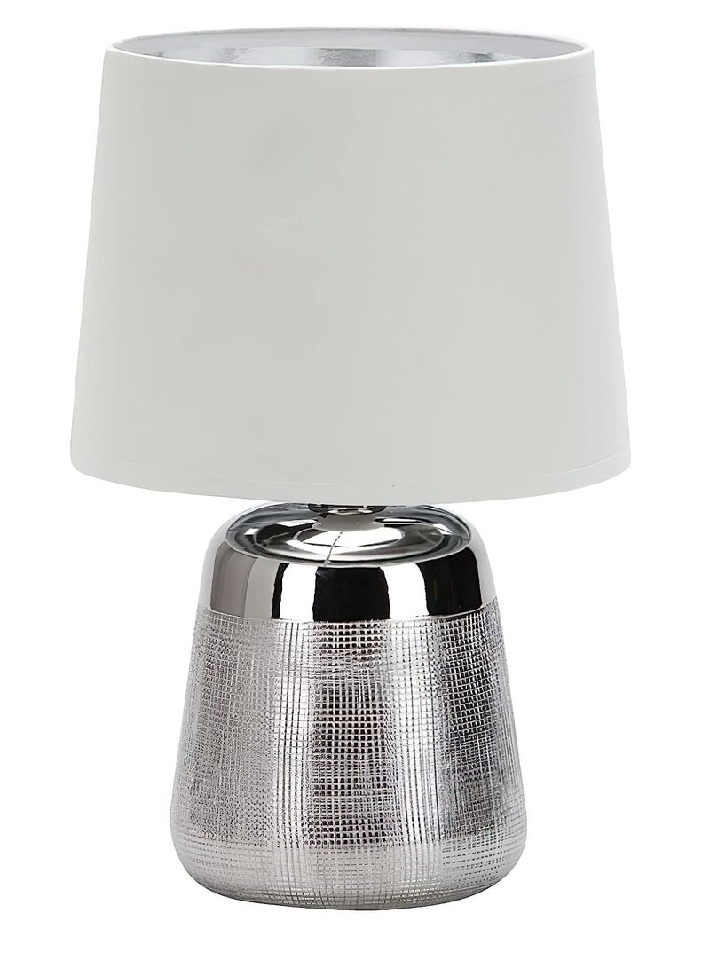 Ceramic Table Lamp Asymmetric Design E27  60 Watts for Living Room Bedroom House Bedside Nightstand Home Office Entryway 360 Lighting  Silver - Image 1