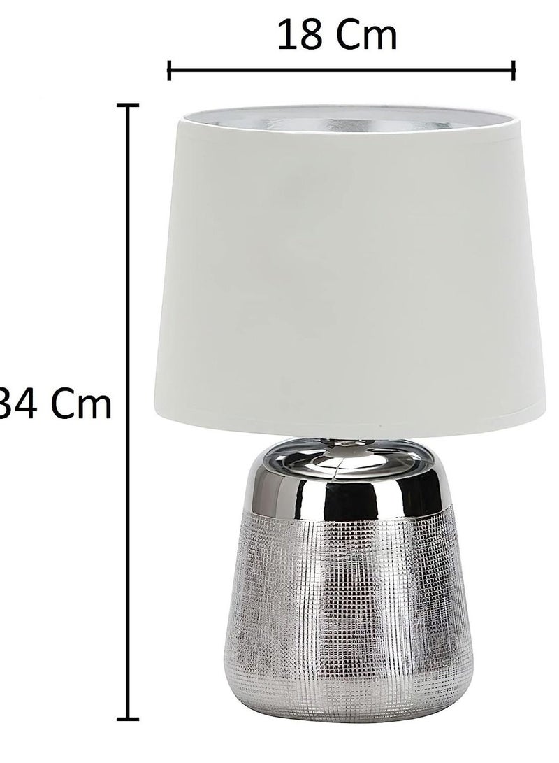Ceramic Table Lamp Asymmetric Design E27  60 Watts for Living Room Bedroom House Bedside Nightstand Home Office Entryway 360 Lighting  Silver - Image 2