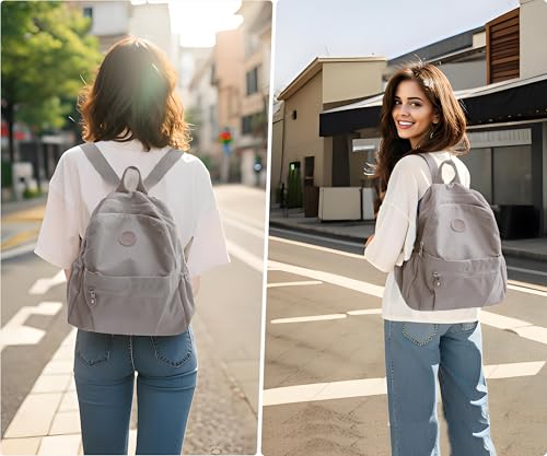 Pealwel Mini Backpack Purse for Women,Small Nylon backpacks for Ladies Backpacks Women Anti Theft Travel Bag (A-Khaki) - Image 5