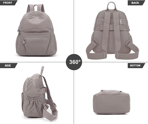Pealwel Mini Backpack Purse for Women,Small Nylon backpacks for Ladies Backpacks Women Anti Theft Travel Bag (A-Khaki) - Image 2