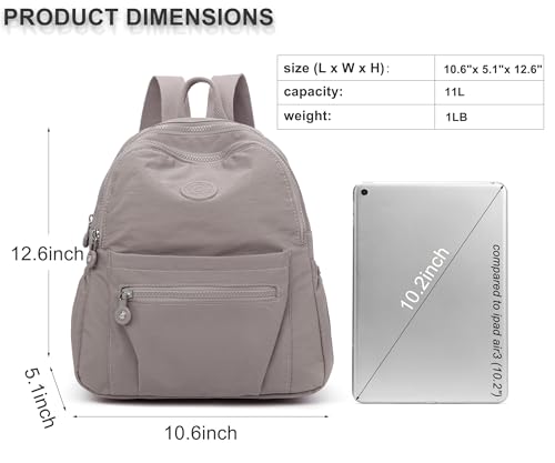 Pealwel Mini Backpack Purse for Women,Small Nylon backpacks for Ladies Backpacks Women Anti Theft Travel Bag (A-Khaki) - Image 3