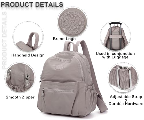 Pealwel Mini Backpack Purse for Women,Small Nylon backpacks for Ladies Backpacks Women Anti Theft Travel Bag (A-Khaki) - Image 4