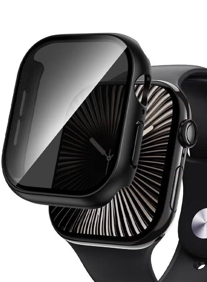 Compatible for Apple Watch Series 10 46mm Hard Case with Privacy Tempered Glass Screen Protector, Unique Design Hard PC Waterproof Case Cover, Bumper Full Coverage Accessories for iWatch 10 46mm, Black - Image 1