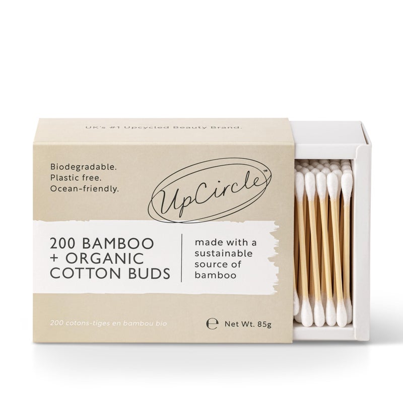 UpCircle Bamboo Cotton Buds - 200 Pieces - Sustainable, Plastic-Free, Fully Recyclable Ear Buds - A Staple For Any Bathroom - Image 1