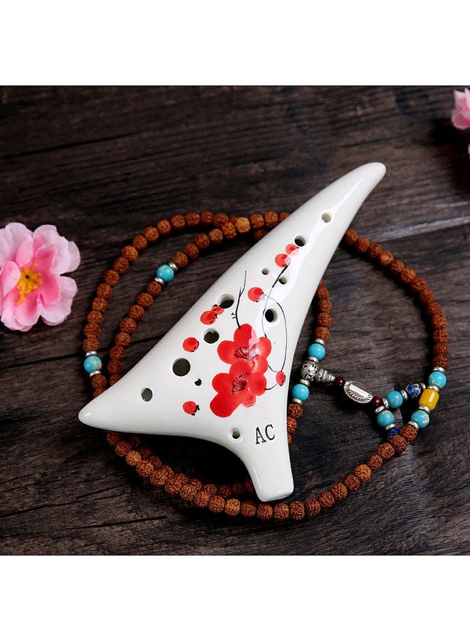 Generic 12 Holes Warped-Tail Ceramic Ocarina Alto C Hand Painted Musical Instrument With Lanyard Music Score Protective Bag For Music Lover And Learner - Image 4