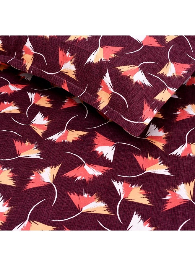 Status Contract Spring Summer Collection-2024 Cotton Rich Double Bedsheet with 2 Pillow Covers for Bed Room, Home, Hotel-120 GSM (Maroon), 120 Tc - Image 3