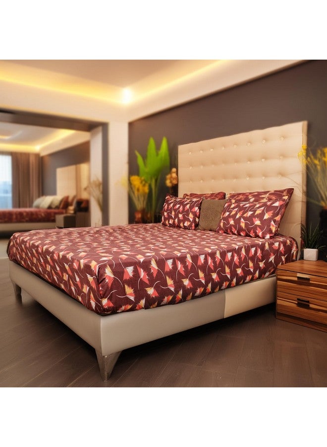 Status Contract Spring Summer Collection-2024 Cotton Rich Double Bedsheet with 2 Pillow Covers for Bed Room, Home, Hotel-120 GSM (Maroon), 120 Tc - Image 2