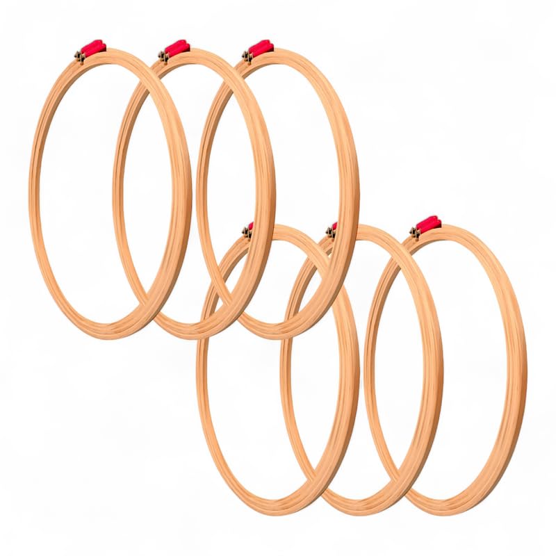 ADW CRAFT'S 16 INCH Embroidery Wooden Hoop(3 PLY, Pack of 6),Wooden Hoop Ring for Embroidery Kit,Wooden Embroidery Hoop Ring Frame,Wooden Frames for Craft Hoop Frame,Mini Wooden Hoop,Hand Embroidery Frame Wooden  - Image 1