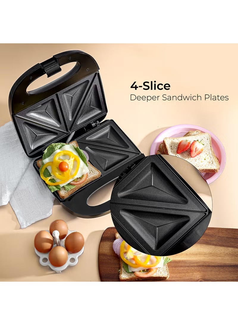 جيباس Portable Powerful 2 Slice Sandwich Maker/Grill Maker With Non Stick Plates 700 W GSM6002 Black/Silver - Image 4