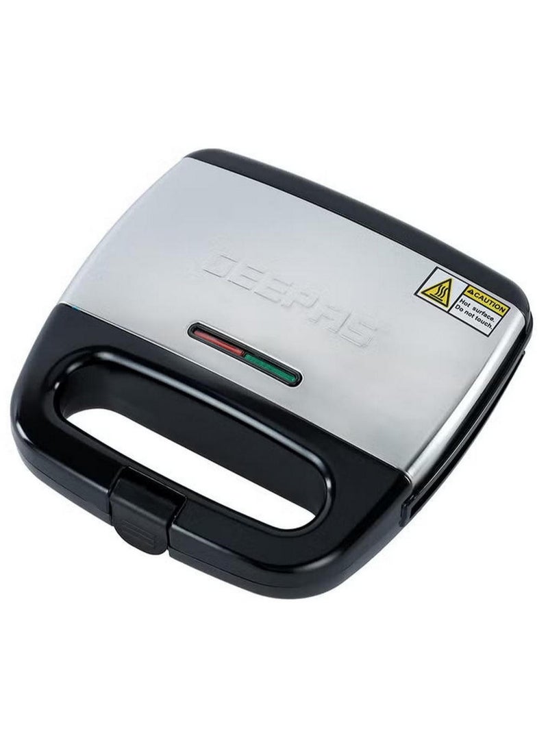 جيباس Portable Powerful 2 Slice Sandwich Maker/Grill Maker With Non Stick Plates 700 W GSM6002 Black/Silver - Image 1