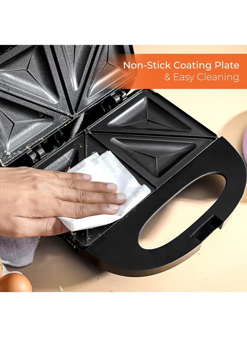 جيباس Portable Powerful 2 Slice Sandwich Maker/Grill Maker With Non Stick Plates 700 W GSM6002 Black/Silver - Image 5