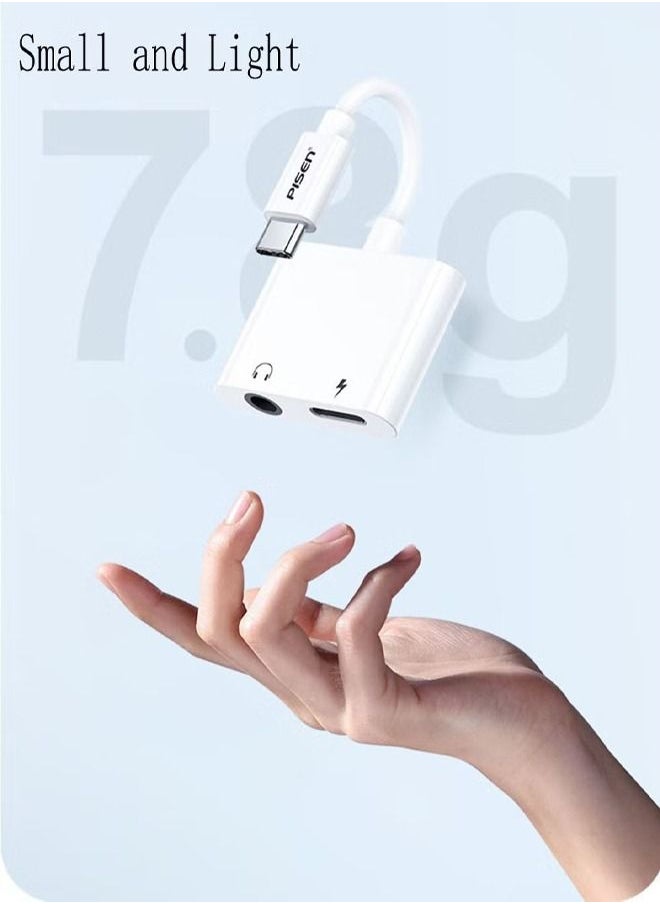 Pisen - PISEN USB C to 3.5mm Headphone Jack Audio Charger Adapter DAC Type C Aux Earphone Splitter Compatible for iPad Pro 2021 M1, iPad mini 6, Galaxy S21+, Ultra S10 Lite Note10 A90 Tab S6,Huawei P30 - Image 1