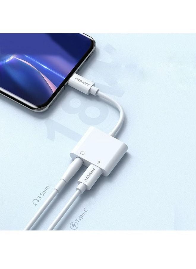 Pisen - PISEN USB C to 3.5mm Headphone Jack Audio Charger Adapter DAC Type C Aux Earphone Splitter Compatible for iPad Pro 2021 M1, iPad mini 6, Galaxy S21+, Ultra S10 Lite Note10 A90 Tab S6,Huawei P30 - Image 1