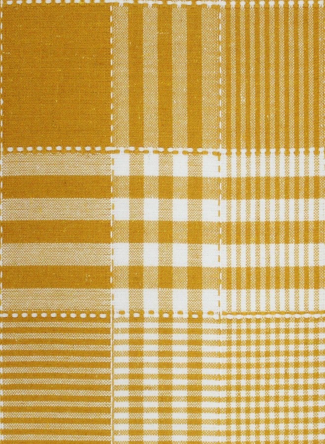 AIRWILL Yellow Checkered Pattern Cotton Window Curtains 4X5Ft Pack of 2 Pieces, Opaque, Grommet Curtains - Image 4