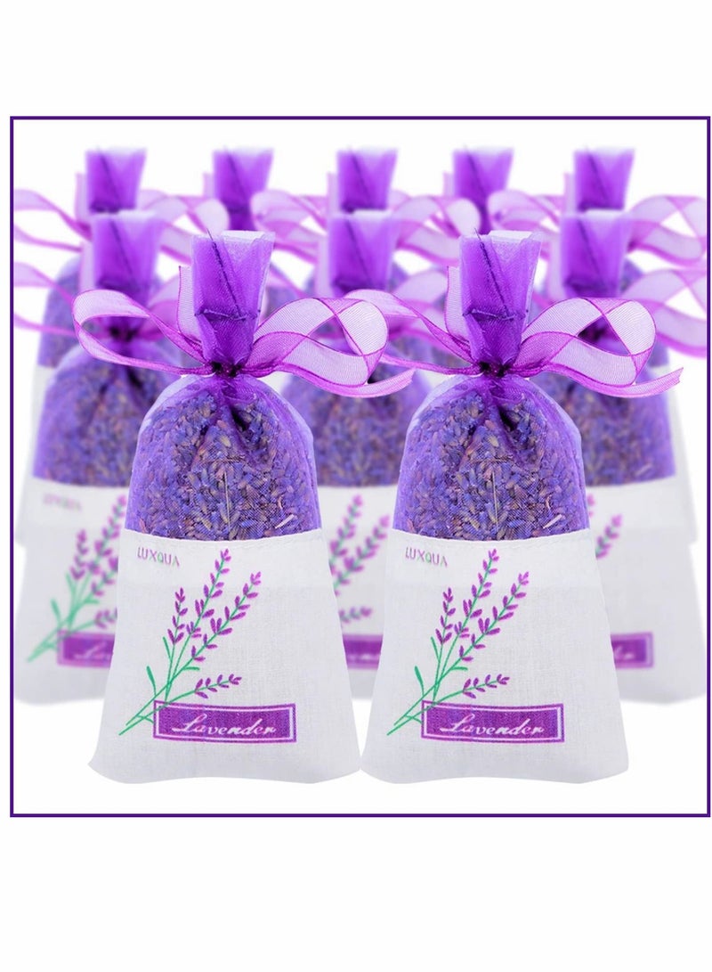 Dried Lavender Sachet Bags 10 Packs, Lavender Sachets for Drawers and Closets, Dried Lavender Flowers Sachets for Clothes and Car, Natural Lavender Buds for Tea, Baths, and Party - Image 1