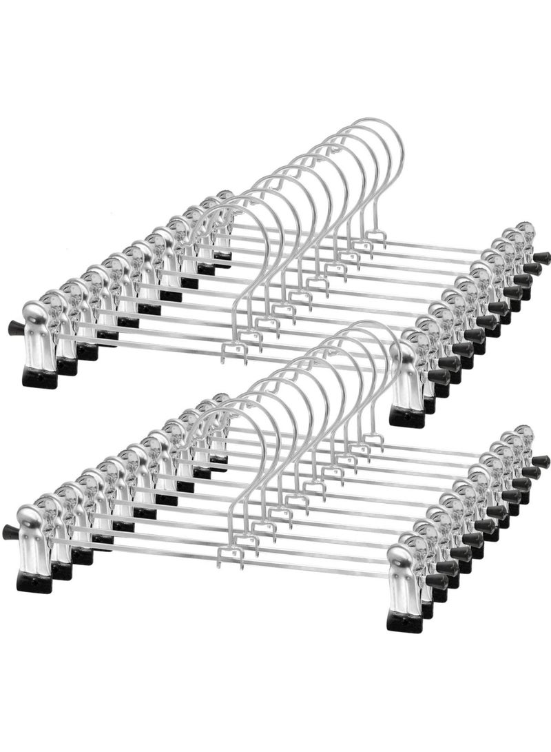 Amber Home Heavy Duty Metal Pants Skirt Hangers, Stackable Add-on Metal Clothes Hangers with 2-Adjustable Clips, Cascading Clip Hangers Space Saving for Jeans, Slacks 20 Pcs Pack Size 40cm - Image 1
