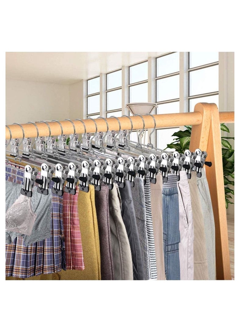 Amber Home Heavy Duty Metal Pants Skirt Hangers, Stackable Add-on Metal Clothes Hangers with 2-Adjustable Clips, Cascading Clip Hangers Space Saving for Jeans, Slacks 20 Pcs Pack Size 40cm - Image 5