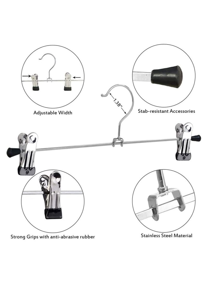 Amber Home Heavy Duty Metal Pants Skirt Hangers, Stackable Add-on Metal Clothes Hangers with 2-Adjustable Clips, Cascading Clip Hangers Space Saving for Jeans, Slacks 20 Pcs Pack Size 40cm - Image 2