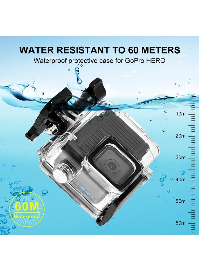 بولوز غطاء ضد الماء من PULUZ لكاميرا GoPro Hero 4K 2024، مقاوم حتى عمق 60 متر/196 قدم، شفاف مع قاعدة ومسمار طويل – هيكل حماية للغوص وكاميرات الأكشن - Image 3