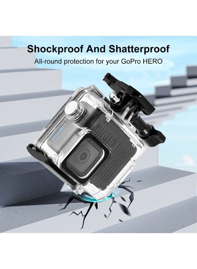 بولوز غطاء ضد الماء من PULUZ لكاميرا GoPro Hero 4K 2024، مقاوم حتى عمق 60 متر/196 قدم، شفاف مع قاعدة ومسمار طويل – هيكل حماية للغوص وكاميرات الأكشن - Image 4