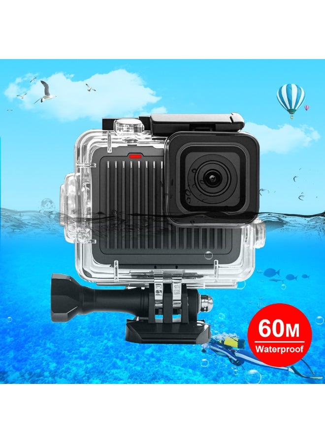 بولوز غطاء ضد الماء من PULUZ لكاميرا GoPro Hero 4K 2024، مقاوم حتى عمق 60 متر/196 قدم، شفاف مع قاعدة ومسمار طويل – هيكل حماية للغوص وكاميرات الأكشن - Image 1