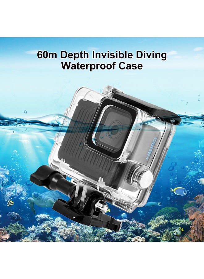 بولوز غطاء ضد الماء من PULUZ لكاميرا GoPro Hero 4K 2024، مقاوم حتى عمق 60 متر/196 قدم، شفاف مع قاعدة ومسمار طويل – هيكل حماية للغوص وكاميرات الأكشن - Image 2